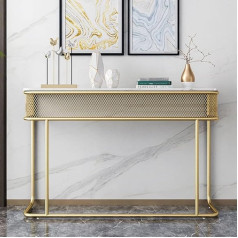 Nizame Золотой железный стол для прихожей с хранилищем, узкий консольный стол на устойчивом основании, декоративный длинный корпус, стол для 