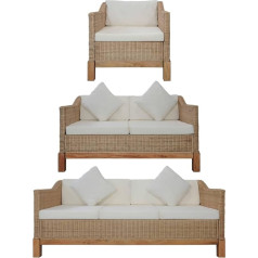 ZEYUAN Комплект диванов из 3 частей с подушками, натуральный ротанг, диван с функцией релаксации, диван для гостиной, комплект диванов, комплек