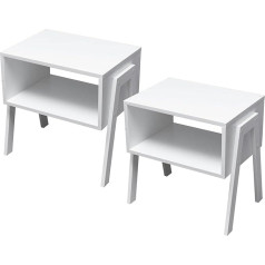 Forevich Комплект прикроватных столиков с 2 бамбуковыми боковыми столиками, боковой столик для спальни, гостиной, штабелируемый боковой столи