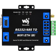 Последовательный сервер промышленного класса Waveshare RS232/485 с WiFi и Ethernet, шлюз Modbus, шлюз MQTT, металлический корпус, поддержка крепления на рейку 