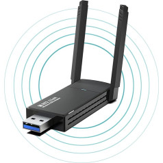 1800 Мбит/с WiFi 6 WLAN Stick, ZVO USB 3.0 WLAN Adapter Dual Antenna WiFi Dongle 1201Mbps 5GHz + 574Mbps 2.4GHz, Wireless Network Adapter for Desktop/Tablet/Laptop, Windows 11/10