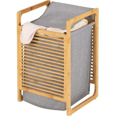WENKO Nori Laundry Chest Bamboo Laundry Bag 43 Litres Removable 40 x 60 x 35 cm Brown/Grey
