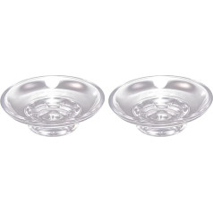 Cabilock 2 Pieces Glass Soap Dish Transparent Round Replacement Container Soap Tray Shower Storage Box for Kitchen Bathroom