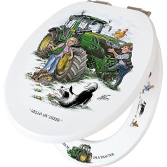 Looprints | Soft Close Toilet Seat | Tractor (Hello My Deere) | Bathroom Decor | Home - Farmhouse Decor | Gift Ideas for New Home, Also Great for Tractor Gift, Country House and Fun