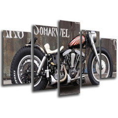 Wandbild - Harley Davidson Motorrad, altes Weinlese-Motorrad, 165 x 62 см, Holzdruck - XXL Format - Kunstdruck, ref.26552