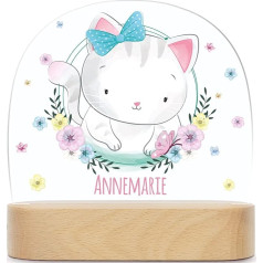 GRAVURZEILE Персонализированный светодиодный ночник для детей - цветочный венок - персонализированный с именем - прикроватный светильник для де