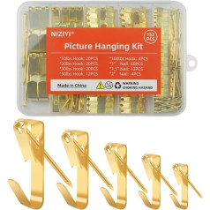 Bilderaufhängeset, Bilderaufhänger, 4,5 кг, 9 кг, 13,6 кг, 22,7 кг, 45,4 кг, Haken mit Nägeln, robuster Bilderrahmen für Bilder, Malerei, Spiegel, Wandkunst-Montage an Trockenbau, Holzwand,