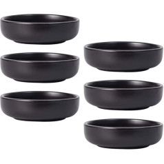 HEMOTON Mini Dipping Bowls Set of 6 Ceramic Dip Bowls Set Simple Art Soy Dip Dip Dip Dishes Spice Plates Multipurpose Porcelain Side Dish Bowl Black Sauce Serveware