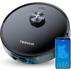 Робот-пылесос Tesvor S4 с лазерной навигацией LiDAR, создающей точные виртуальные карты пространства, 2200 Па, до 100 минут работы от аккумулятора, се