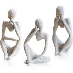 Zayookey Pack of 3 Abstract Thinker Statue Thinker Sculptures Resin Thinker Figures Decorative Sculpture Ornaments for Living Room Desktop Bookshelf Bedroom Decoration (Thinker)
