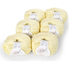 ggh Tivoli Коробка из 6 клубков ggh Tivoli - мягкая пряжа из смеси хлопка - всего 300 г шерсти (6 х 50 г) Цвет 012 - пастельно-желтый