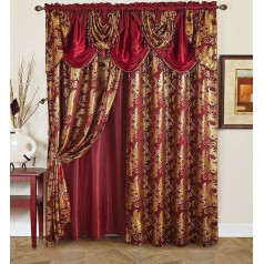 Золотые ковры жаккардовые роскошные шторы оконные панели комплект штор с прикрепленным валансом и спинкой спальня гостиная столовая 112 