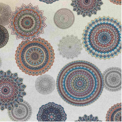 Kt KILOtela Пятностойкая ткань из 100% хлопка - Длина 200 см x Ширина 140 см - Мандала - Бежевый фон - 2 м