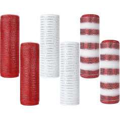 JMIATRY 6 рулонов декоративной сетчатой ленты, 10 дюймов x 10 ярдов ленты из металлической фольги, 3 цвета декоративных сетчатых рулонов для изгот