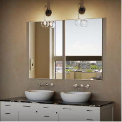 91.4x61 см rechteckiger Wandspiegel, Aluminiumrahmen, rechteckiger Spiegel für Badezimmer, Schminktisch, Schlafzimmer, Wohnzimmer, Eingangsbereich, Wandmontage, horizontal oder vertikal, silberfarben