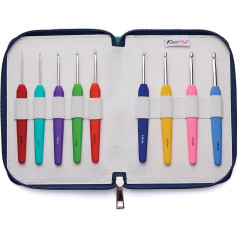 KnitPro Waves Soft Grip Crochet Hooks Set Aluminum Hooks Blue Case 2.0, 2.5, 3.0, 3.5, 4.0, 4.5, 5.0, 5.5 и 6.0 мм