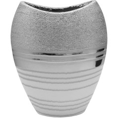 Современная декоративная ваза Цветочная ваза Настольная ваза Керамическая белая/серебристая 18 x 21 см