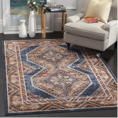 SAFAVIEH Bijar Collection Traditional Distressed Area Rug for Living Room Dining Room Bedroom Short Pile Royal Blue and Rust 63 x 90 Inch