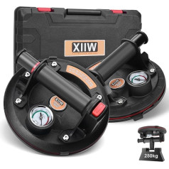 2 x 8-дюймовые стеклоподъемники с манометром, макс. 280 кг, вакуумный подъемник для плитки на присоске с переносным ящиком для инструментов, де