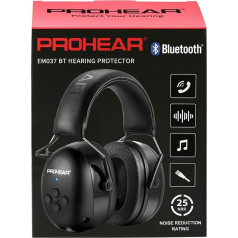 Prohear 037 Bluetooth 5.0 Наушники для защиты слуха со встроенным микрофоном и шумоподавлением для работы и удовольствия, SNR 30 дБ - черный