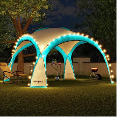 XXL Светодиодная беседка для мероприятий 4,5 x 4,5 м DomeShelter Garden Gazebo с солнечным модулем Павильон Дизайнерский садовый шатер Кемпинг Gazebo Party Tent с 