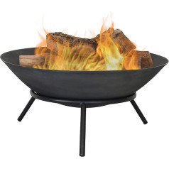 sunnydaze Raised Portable Fire Pit Bowl, Small Round Outdoor Wood Patio Fire Pit with Sturdy Stand, Cast Iron, 22