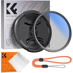 K&F Concept Polarising Filter 49 mm CPL Filter with Lens Cap, Lens Cap Retaining Strap, Microfibre Cleaning Cloths Slim CPL Circular Polarising Filter K Series Pro