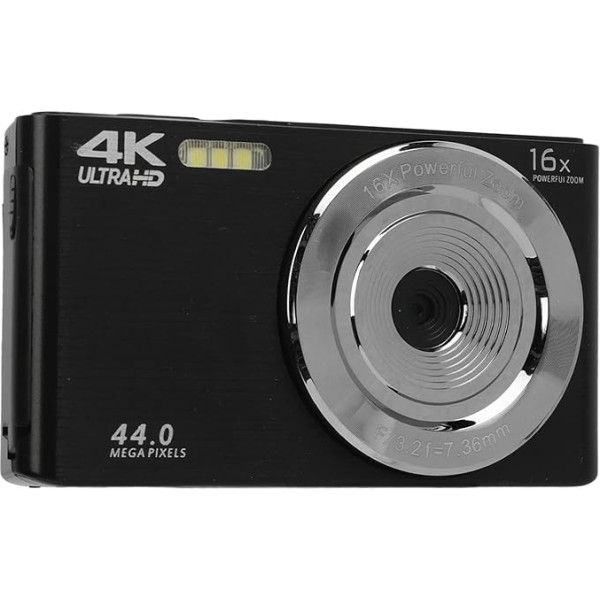 Цифровая камера 4K, 2,8 дюйма 44MP 16X Zoom Anti-Shake Digital Camera со встроенной подсветкой, компактная портативная цифровая камера HD для фото и видео (черны