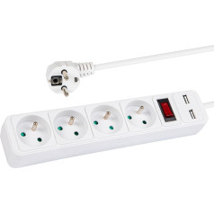 98-084# Удлинительный кабель pr-470wsp/usb 4-socket+usb grounded+switch 3m белый 3x1.5mm