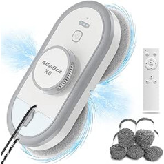 AlfaBot X8 Window Cleaning Robot, Electric Window Cleaner Robot, Glass Cleaning Robot with Two Direction Water Spray Function, Remote Control, Voice Support in English, Car Sprayer