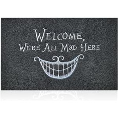 Door Mat Outdoor Funny Welcome Mats for Indoor Use Natural Rubber Backing Smiley Face Entrance Front Back Door Entrance Mats Black