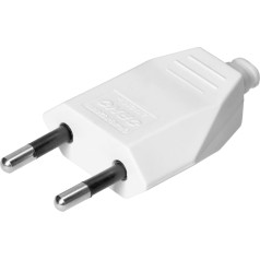 Плоская вилка без заземления, 2,5A, 250V, белый поликарбонат, 50 шт.