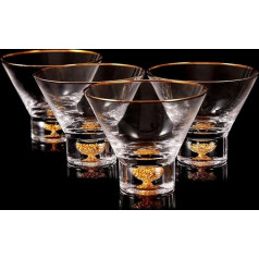 DUJUST Luxury Martini Glasses Set of 4 with Golden Rim (8 oz), Crystal Martini Glasses with 24K Gold Leaf Flakes, Luxurious Martini Glasses for Home Bar/Manhattan/Cosmopolitan, BPA-Free and Lead-Free