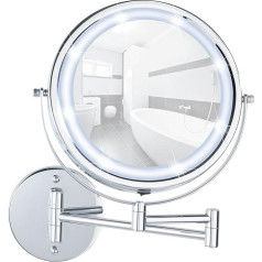 WENKO Power-Loc LED настенное зеркало Lumi, косметическое зеркало с 5-кратным увеличением, крепится без сверления, работает от батареек, зеркальная по