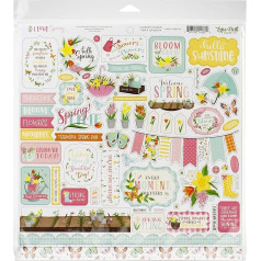 Набор бумаги Echo Park Paper Company I Love Spring Collection Kit, розовый, тиловый, желтый, зеленый