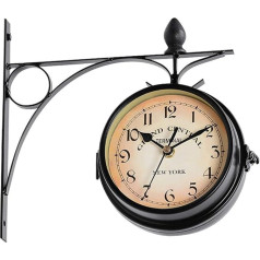 Двусторонние настенные часы POHOVE Garden Station Wall Clock Outdoor Wall Clock Подходят для внутренних и наружных ограждений (черный, размер 8,6 x 8,6 дюйма, тип 2)