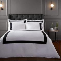 Постельное белье Bianca Fine Linens Fitted Cotton Duvet Cover Set King Size with Pillowcases, White/Black