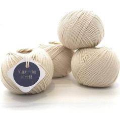 Пряжа Yarnie Knit Utopi DK 55% Extra Fine Merino Wool 45% Cotton DK 50 г 99 м в клубке 4 упаковки (взбитые сливки) Подходит для любых проектов по вязанию крючком и спицами.