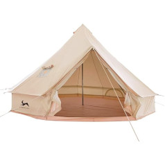 TOMOUNT Bell Tent 4M Cotton Teepee 4 Person Large Room Family Yurt Tent with Zipper in Groundsheet and Stove Jack for Tent, Ideal for Carnival, Party, Music Festival, Picnic