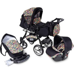 Buggie Urbano DenimParadise | Система 3-в-1 | Коляска, комбинированная коляска, детское кресло, система автокресел | Двусторонняя ручка | Система для путеш