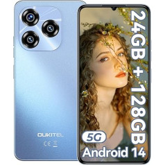OUKITEL C50 5G Мобильный телефон без контракта - Android 14 24GB + 128GB/1TB Expandable смартфон без контракта 6.8 дюймов 5150mAh, MTK Dimensity 6100+ дешевый смартфон 50MP камера,