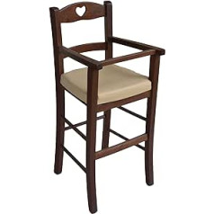 Ok Affarefatto Maddaloni Bimbo Luxury Highchair - Walnut Wood with Faux Leather Seat - Beige Filled