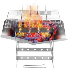 MekUk Campinggrills Faltender Grillgrill Holz Burning Ofen Edelstahl Grill for Outdoor Camping Picknick BBQ (Size : Type B)