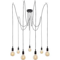 Paulmann Neordic Ketil 50390 Pendant Light 7-Bulb Spider Max. 7 x 60 Watt Pendant Light without Bulb Black Silicone Metal Pendant Light E27