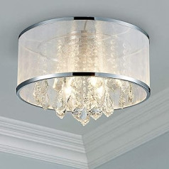 Bestier Modern Elegant Glass Crystal Chandelier Ceiling Light, 6 Bulbs, Chrome Semi-Flush Mount, 77 x 25 x 19 cm (L x W x H)