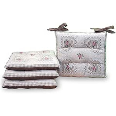 2 x Chair Seat Cushions Jacquard Cotton Fabric Foam and Recycled Polyester Filling Washable Strong Bands 40 x 40 cm 2 Shabby Chic Cushions