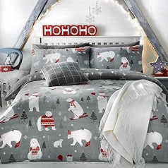 Bedlam Weihnachts Polar Bear mit Christmas Trees Reverse Einzelbett Bettbezug Set, Silber