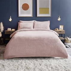 Silentnight Teddy Fleece Duvet Cover Set, Polyester, Blush, Single