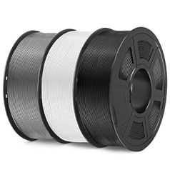 SUNLU PETG 3D Printer Filament, Cleanly Wrapped, 1.75 mm PETG 3D Filament, Good Impact Resistance, PETG 3D Printer Filament, Dimensional Accuracy +/- 0.02 mm, 1 kg per Spool, Pack of 3, Black + White