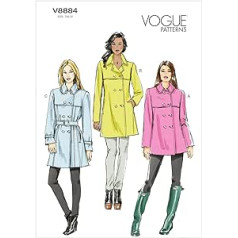 Vogue Patterns V8884 Size E5 14-16-18-20-22 Misses' Coat and Belt
